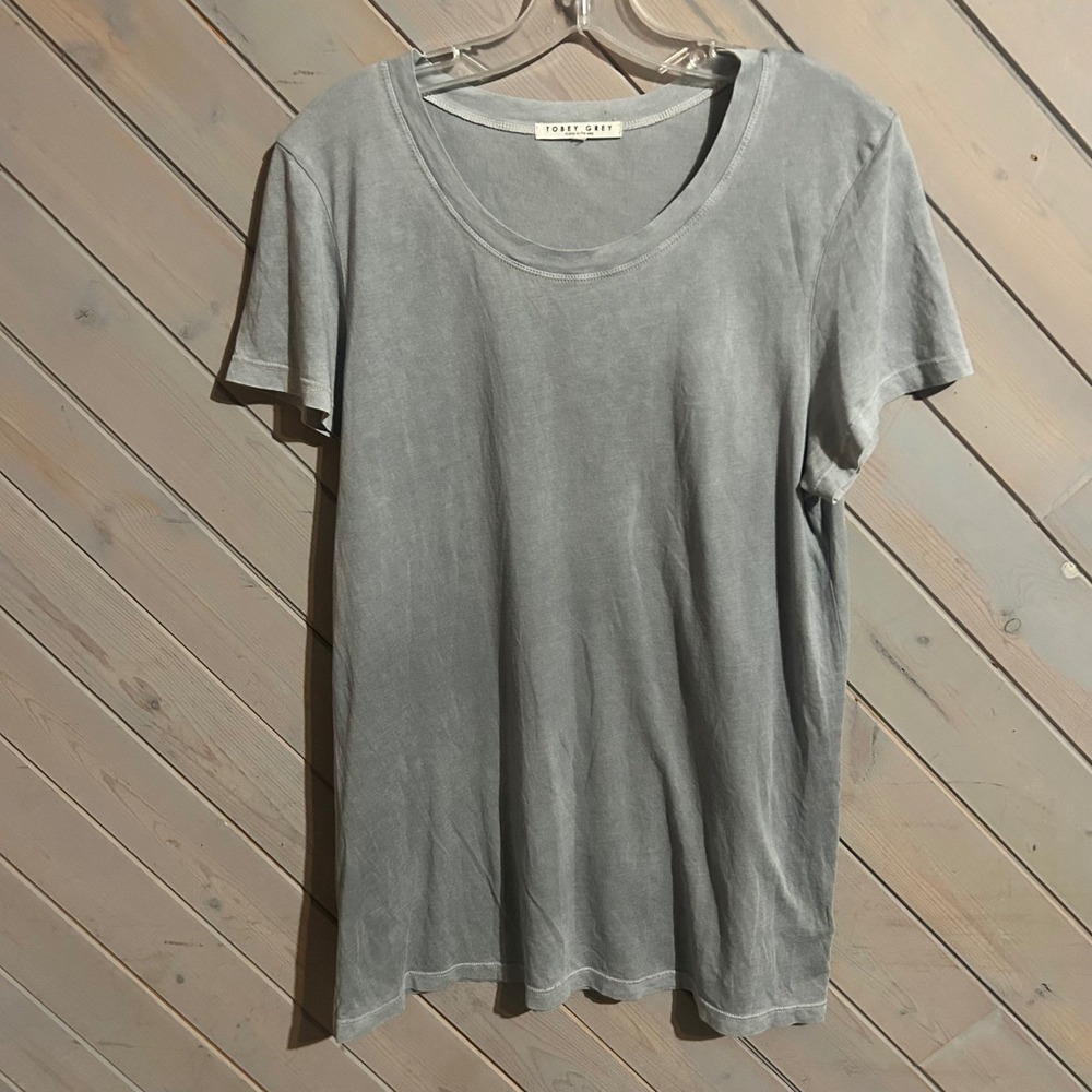 Tobey Grey Made in USA Gray‎ Relaxed Fit Crew Neck Tee T-Shirt Women's